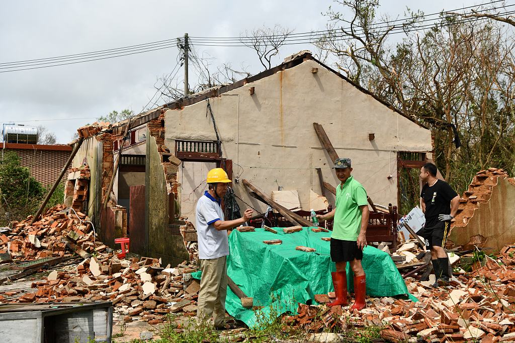 Houses damaged by Super Typhoon Yagi, Mingyue Village, Wengtian Town, Wenchang City, Hainan Province, south China, September 8, 2024. /CFP