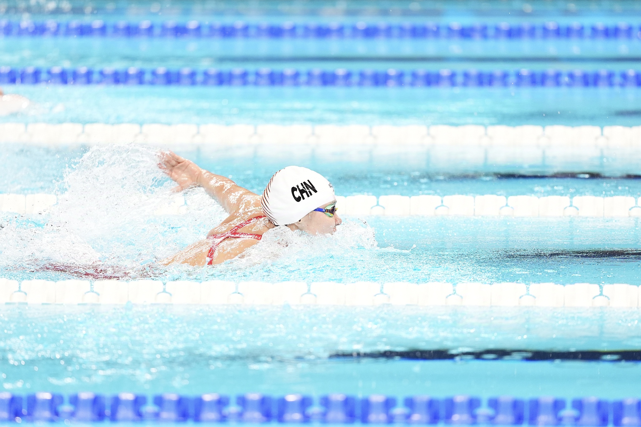 China's Jiang Yuyan in action during the women's 50m butterfly S6 competition at the Paris Paralympic Games in Paris, France, September 3, 2024. /CFP