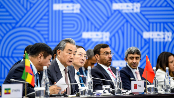 Chinese Foreign Minister Wang Yi, also a member of the the Political Bureau of the Communist Party of China Central Committee, attends the BRICS Foreign Ministers' Meeting in the Russian city of Nizhny Novgorod, June 10, 2024. /Ministry of Foreign Affairs