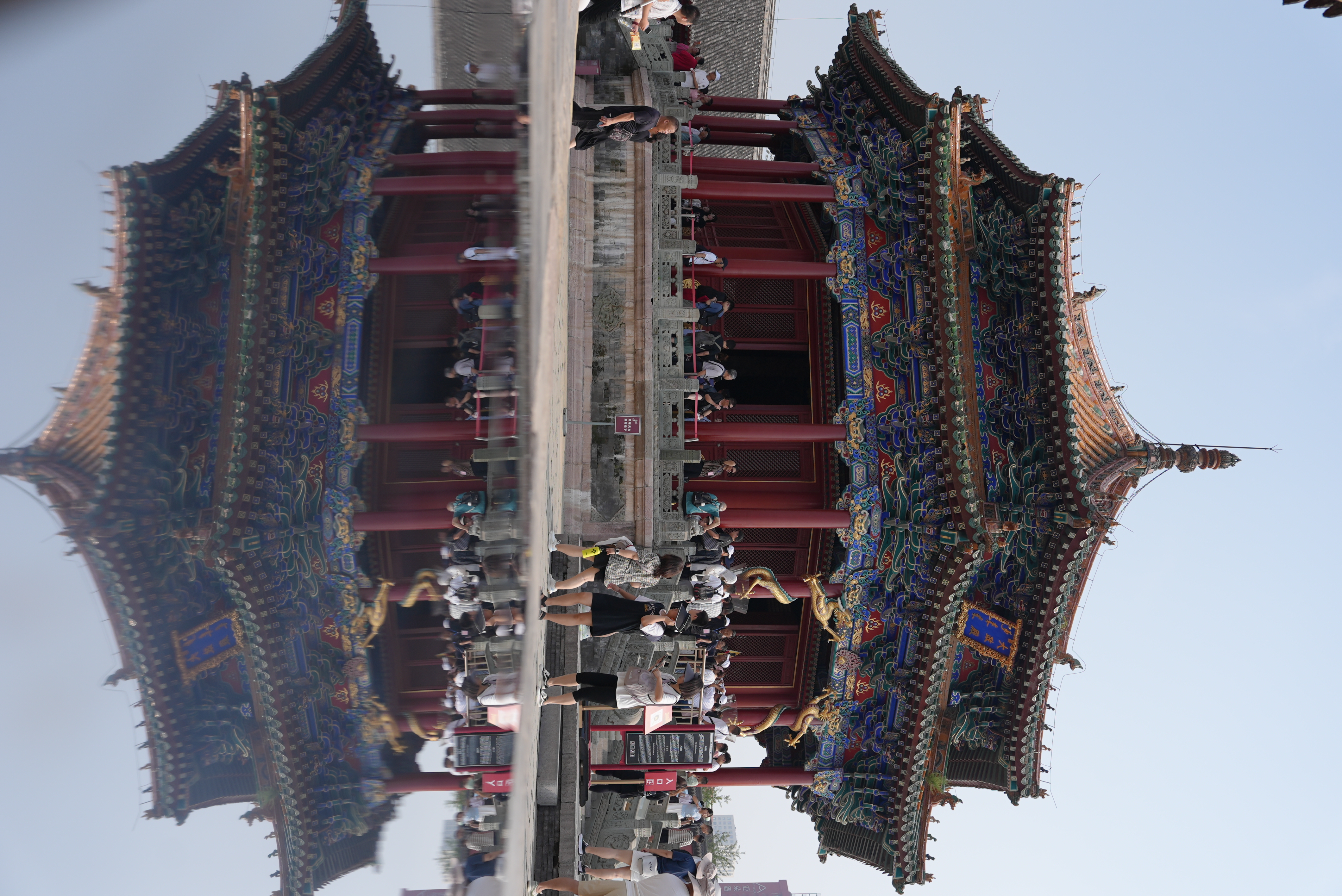 A view of the exterior of the double-eaved octagonal Dazheng Hall, which was used for important ceremonies and meetings. /CGTN 