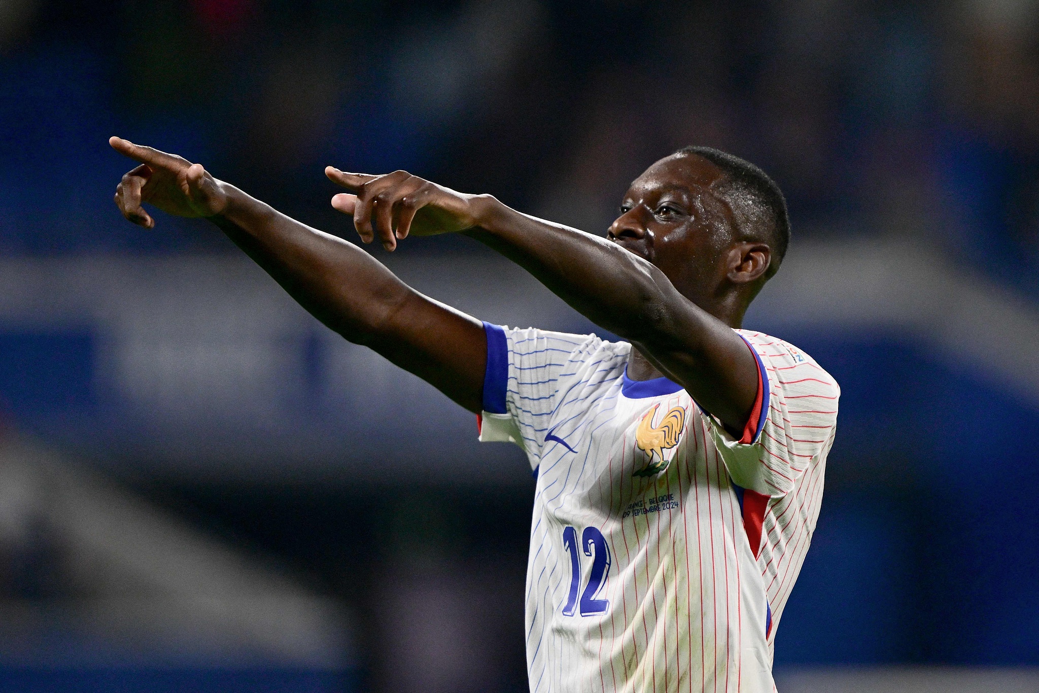 Randal Kolo Muani of France celebrates after scoring a goal in the UEFA Nations League game against Belgium at the Parc Olympique Lyonnais in Lyon, France, September 9, 2024. /CFP