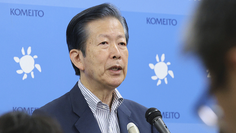 Natsuo Yamaguchi, leader of Japan's ruling coalition party Komeito, speaks during a press conference in Tokyo, June 18, 2024. /CFP