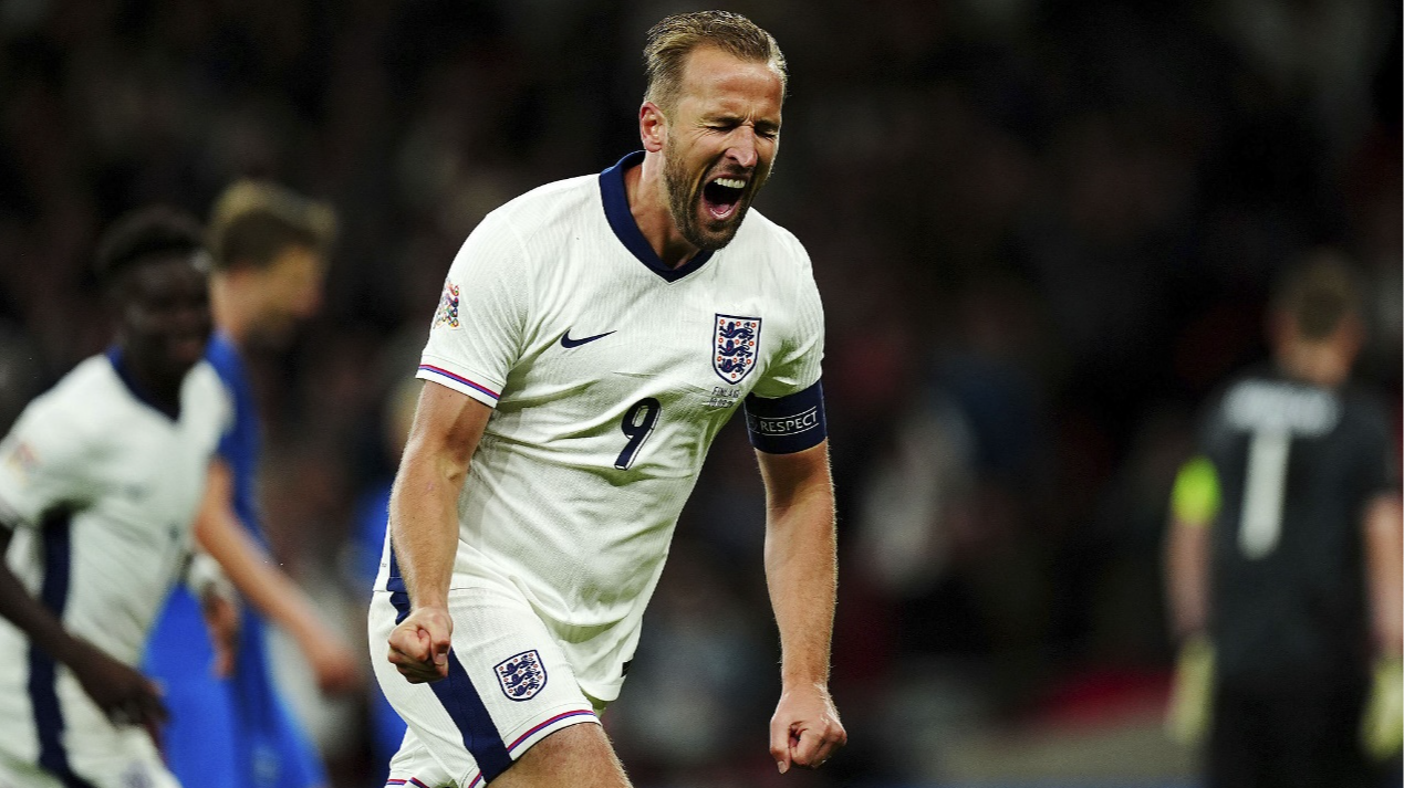 England's Harry Kane celebrates after scoring his side's opening goal during their clash with Finland at Wembley Stadium in London, England, September 10, 2024. /CFP