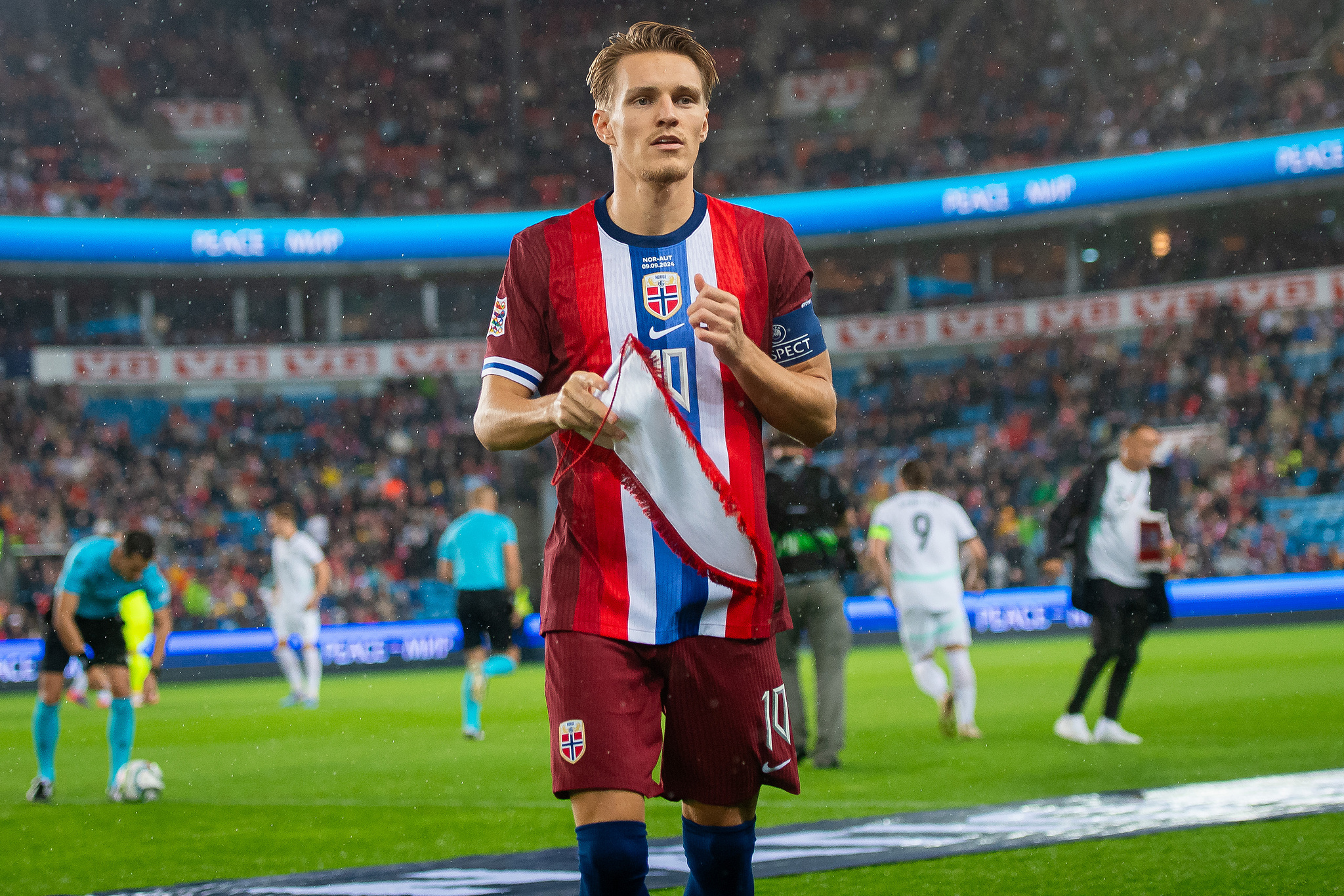 Martin Odegaard dari Norwegia dalam pertandingan UEFA Nations League melawan Austria di Stadion Ullevaal di Oslo, Norwegia, 9 September 2024. /CFP 