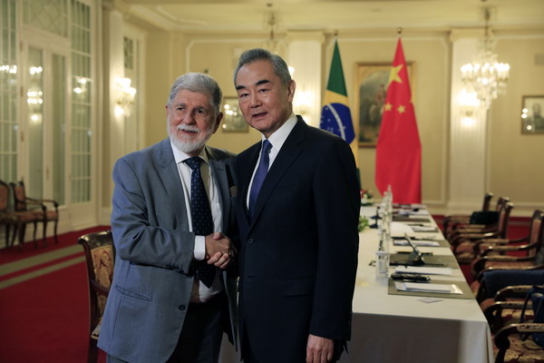 Wang Yi, a member of the Political Bureau of the Communist Party of China Central Committee and director of the Office of the Central Commission for Foreign Affairs, meets with Celso Amorim, special advisor to the president of Brazil, in Russia's St. Petersburg, September 11, 2024. /Chinese Foreign Ministry