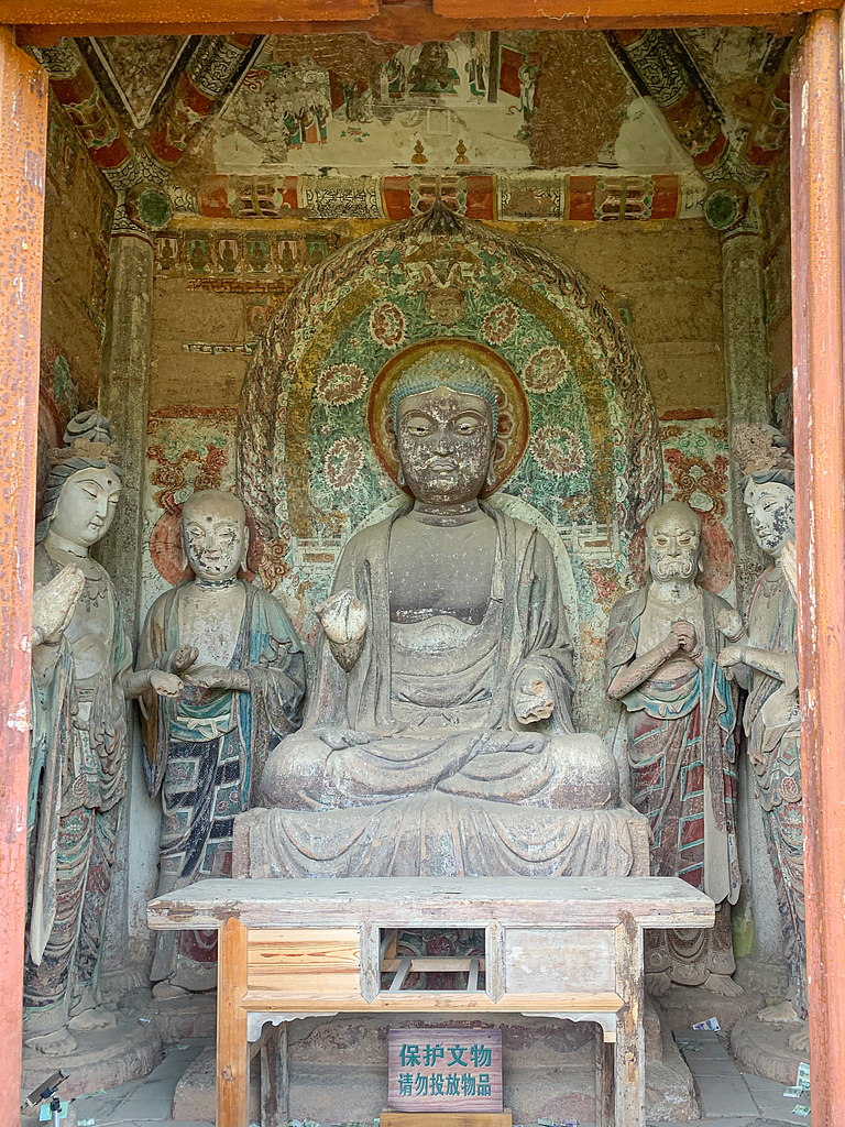 Sculptures from the Maijishan Grottoes in Tianshui, northwest China's Gansu Province /CFP