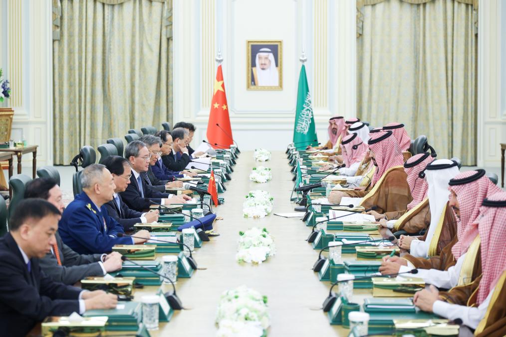 Chinese Premier Li Qiang co-chairs the Fourth Meeting of the High-Level Chinese-Saudi Joint Committee with Saudi Crown Prince and Prime Minister Mohammed bin Salman Al Saud, at Riyadh's al-Yamamah Palace in Saudi Arabia, September 11, 2024. /Xinhua