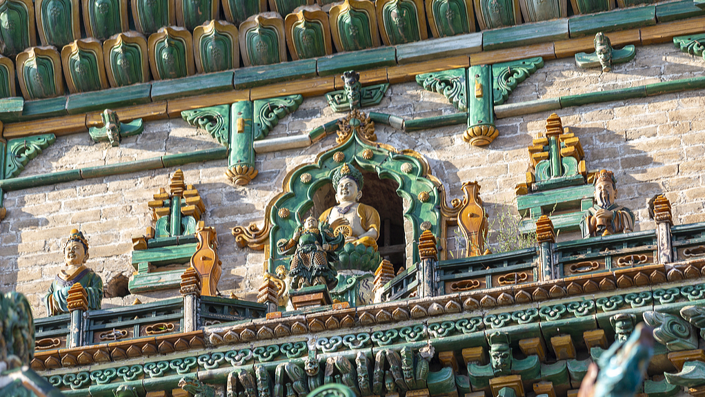 Details of Guangsheng Temple's Feihong Pagoda are seen in Linfen, Shanxi Province on September 12, 2024. /CFP