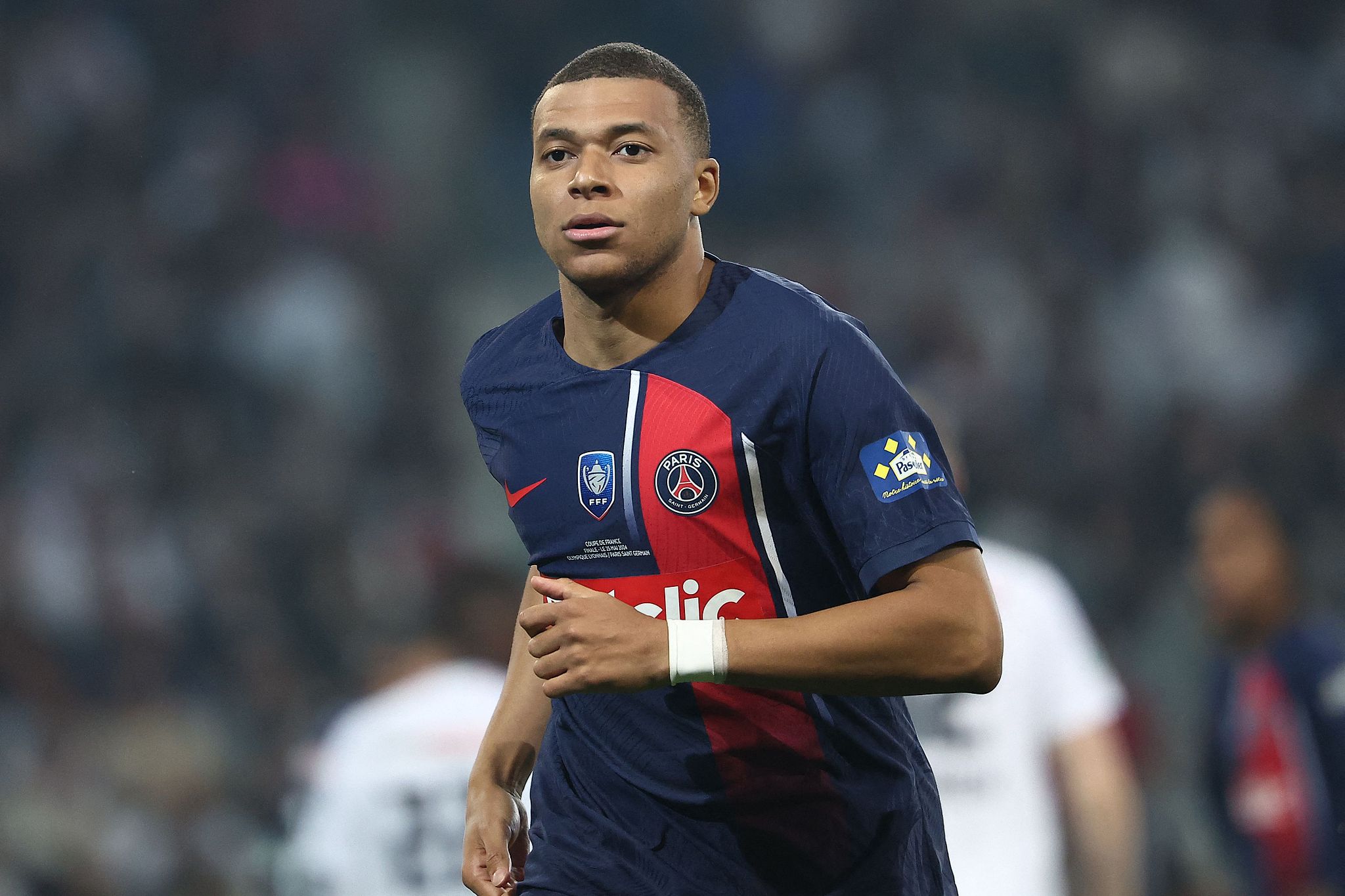 Kylian Mbappe of Paris Saint-Germain looks on in the Coupe de France final against Olympique Lyonnais at the Stade Pierre-Mauroy in Villeneuve-d'Ascq, France, May 25, 2024. /CFP