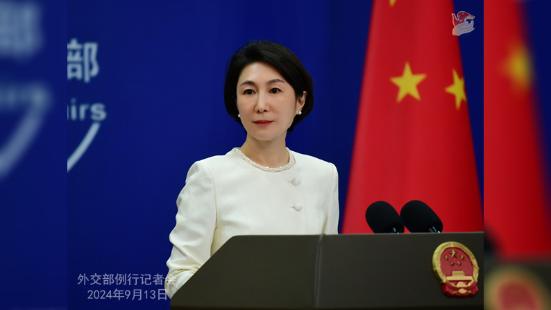 Mao Ning, spokesperson for the Ministry of Foreign Affairs, talks with reporters at a press conference, Beijing, China, September 13, 2024. /MOFA