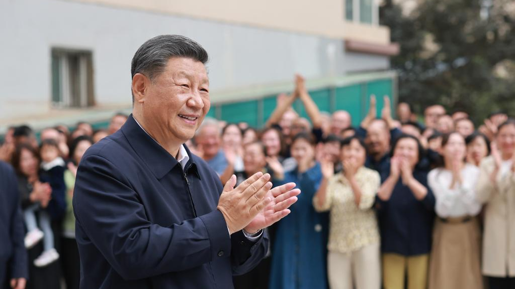 Chinese President Xi Jinping, also general secretary of the Communist Party of China Central Committee and chairman of the Central Military Commission, visits a local community in Lanzhou, northwest China's Gansu Province, September 11, 2024. /Xinhua