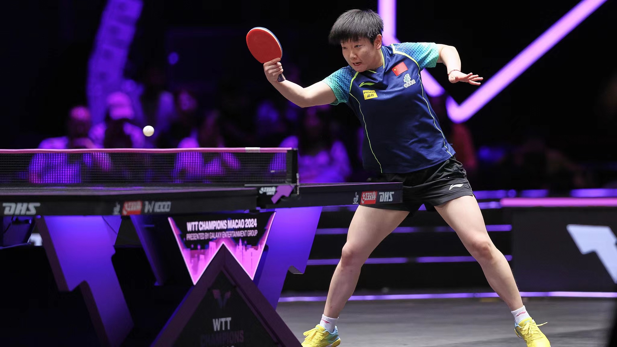 Sun Yingsha of China competes against Joo Cheon-hui of South Korea in the women's singles quarterfinals at the World Table Tennis Champions Macao in China's Macao Special Administrative Region, September 13, 2024. /CFP