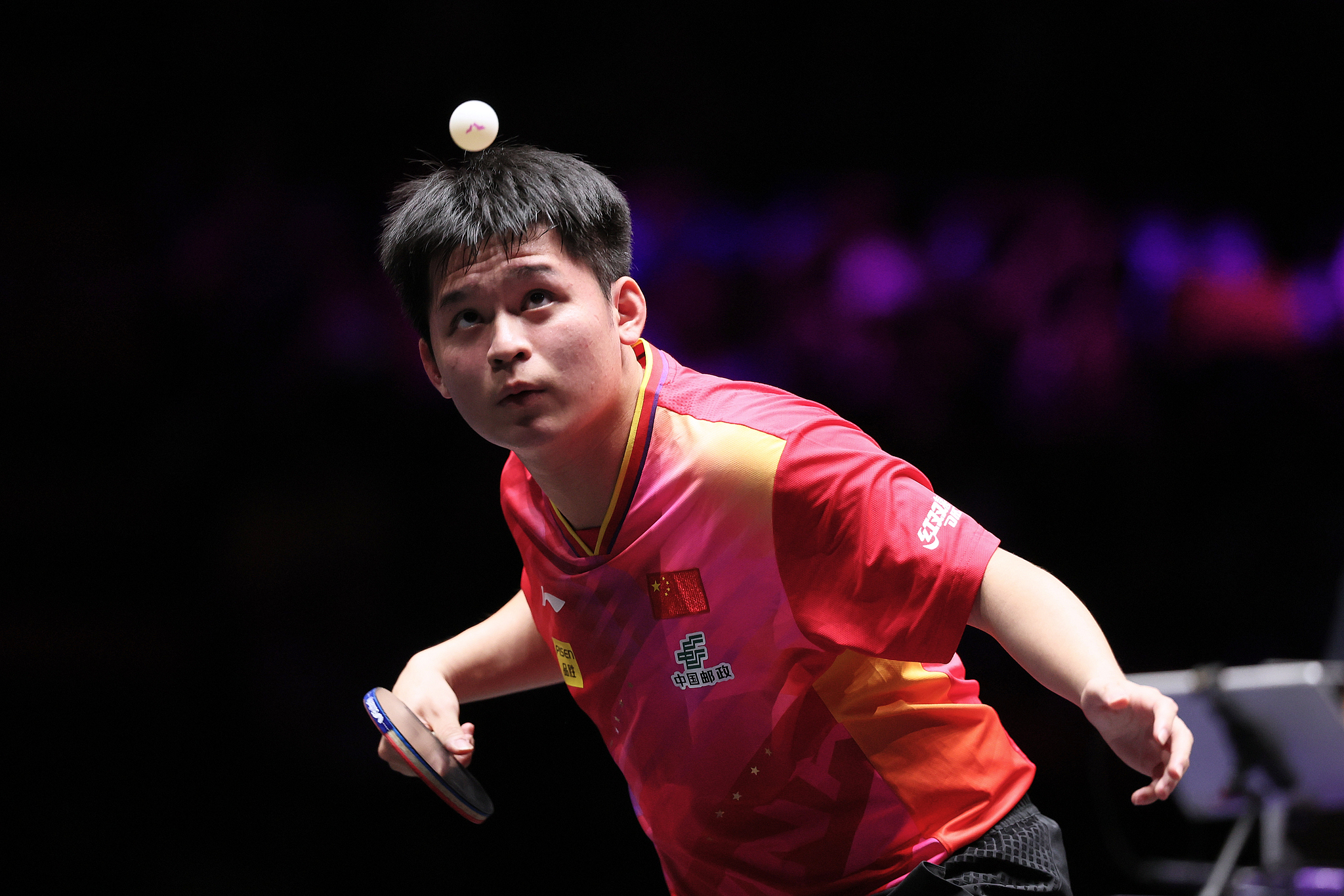 Lin Shidong of China competes against Wang Chuqin of China in the men's singles semifinals at the World Table Tennis (WTT) Champions Macao in China's Macao Special Administrative Region, September 14, 2024. /CFP