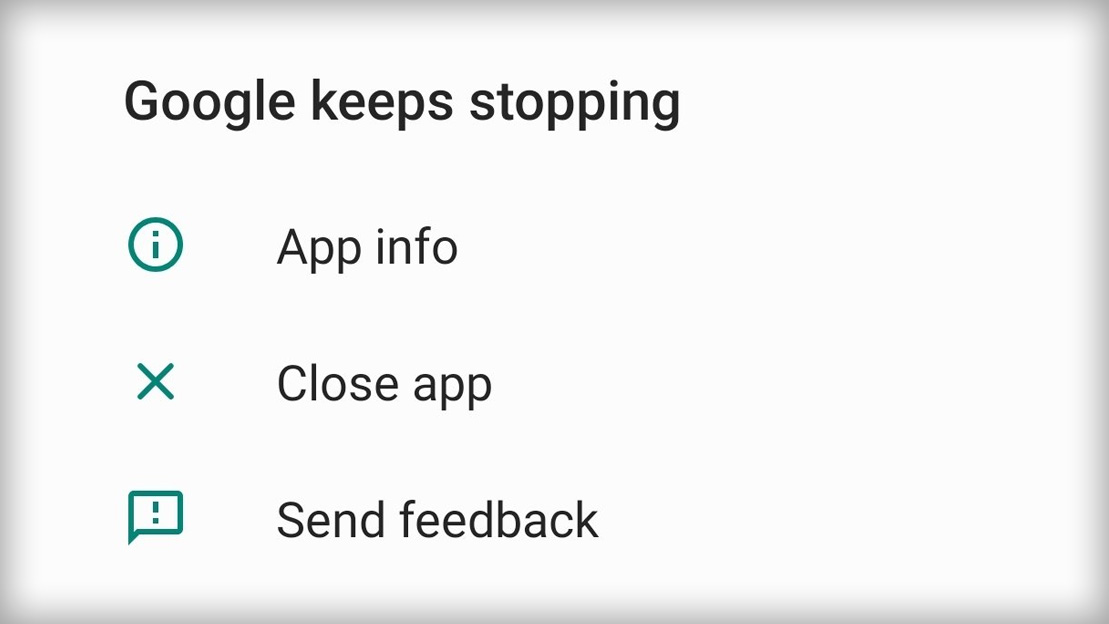 An error message can be seen on Android phones when the Google app crashes many times in a row. /CGTN