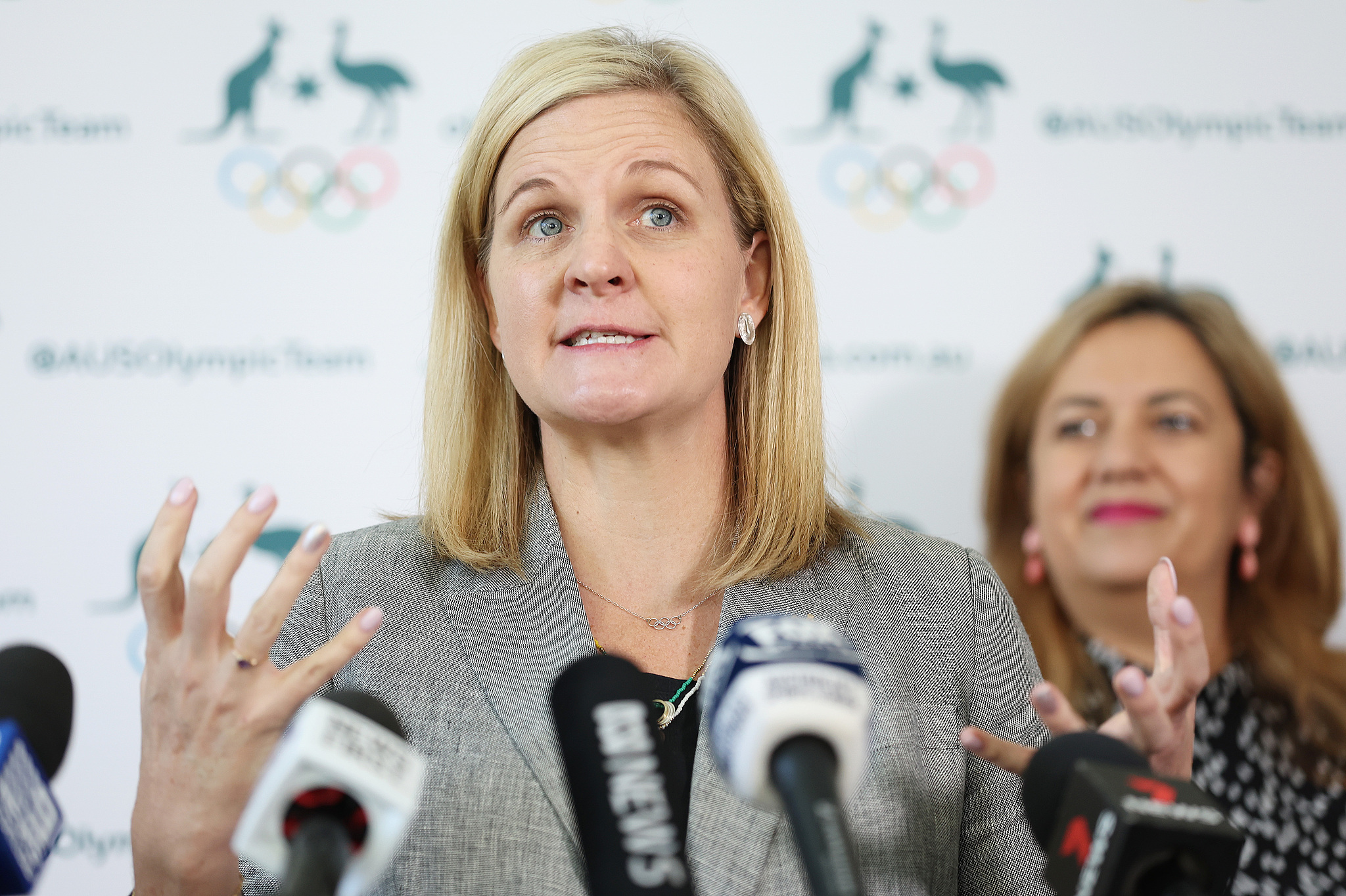 Kirsty Coventry speaks to media during a Brisbane 2032 Olympic Games media briefing in Sydney, Australia, May 1, 2022. /CFP