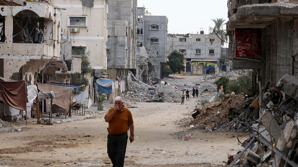 A view of damage from the area after Israeli attacks in Gaza City, Gaza, September 17, 2024. /CFP