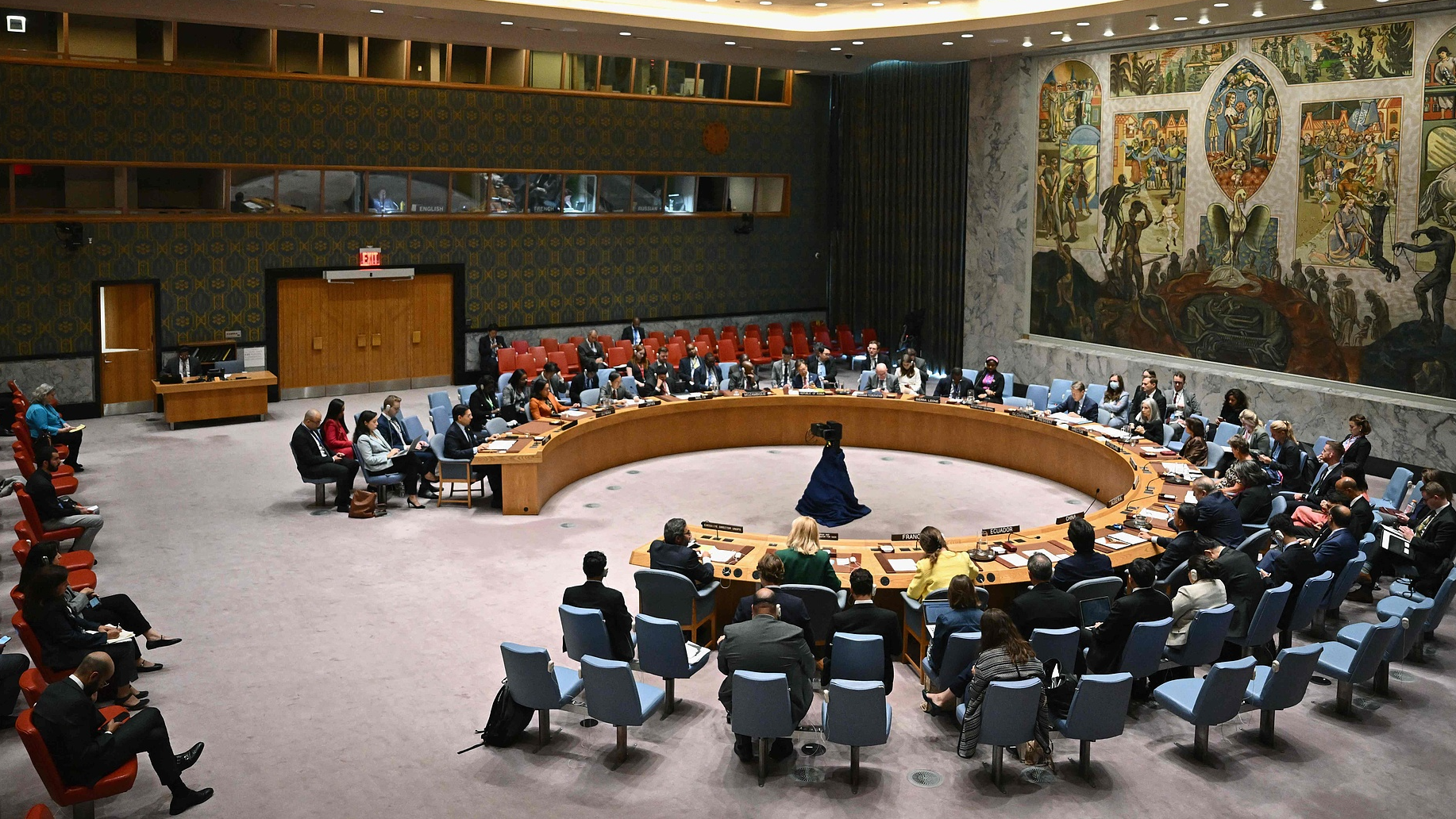 View of the UN Security Council as they meet on the situation in the Middle East, including the Palestinian question at the UN headquarters in New York City, U.S., September 16, 2024. /CFP 