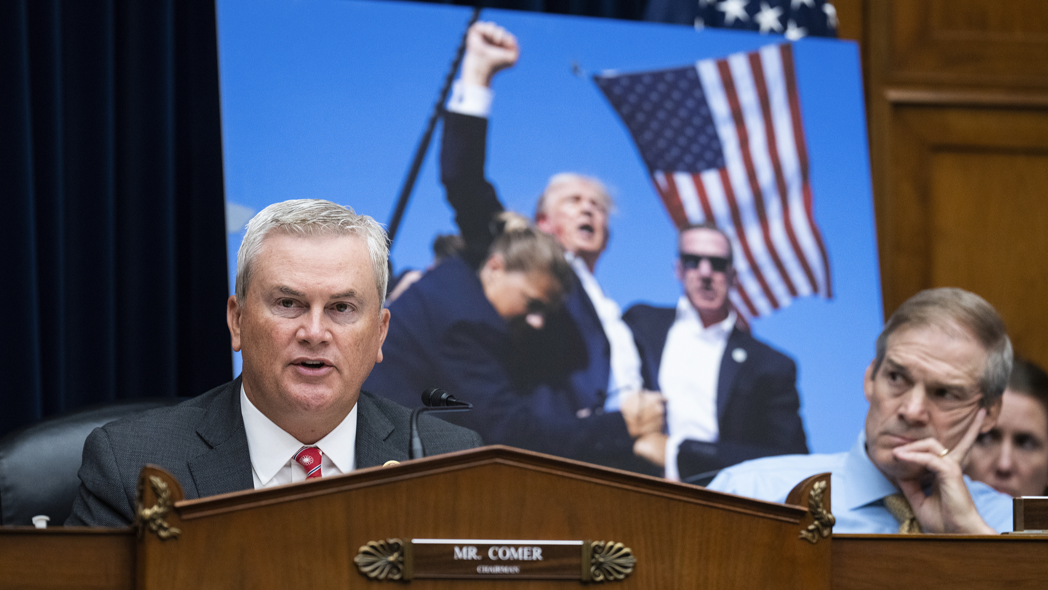 Chairman James Comer, the representative from Kentucky, left, and Republican Jim Jordan, the representative from Ohio, at the House Oversight and Accountability hearing titled 'Oversight of the U.S. Secret Service and the Attempted Assassination of President Donald J. Trump' in the Rayburn Building, Washington, D.C., U.S., July 22, 2024. /CFP