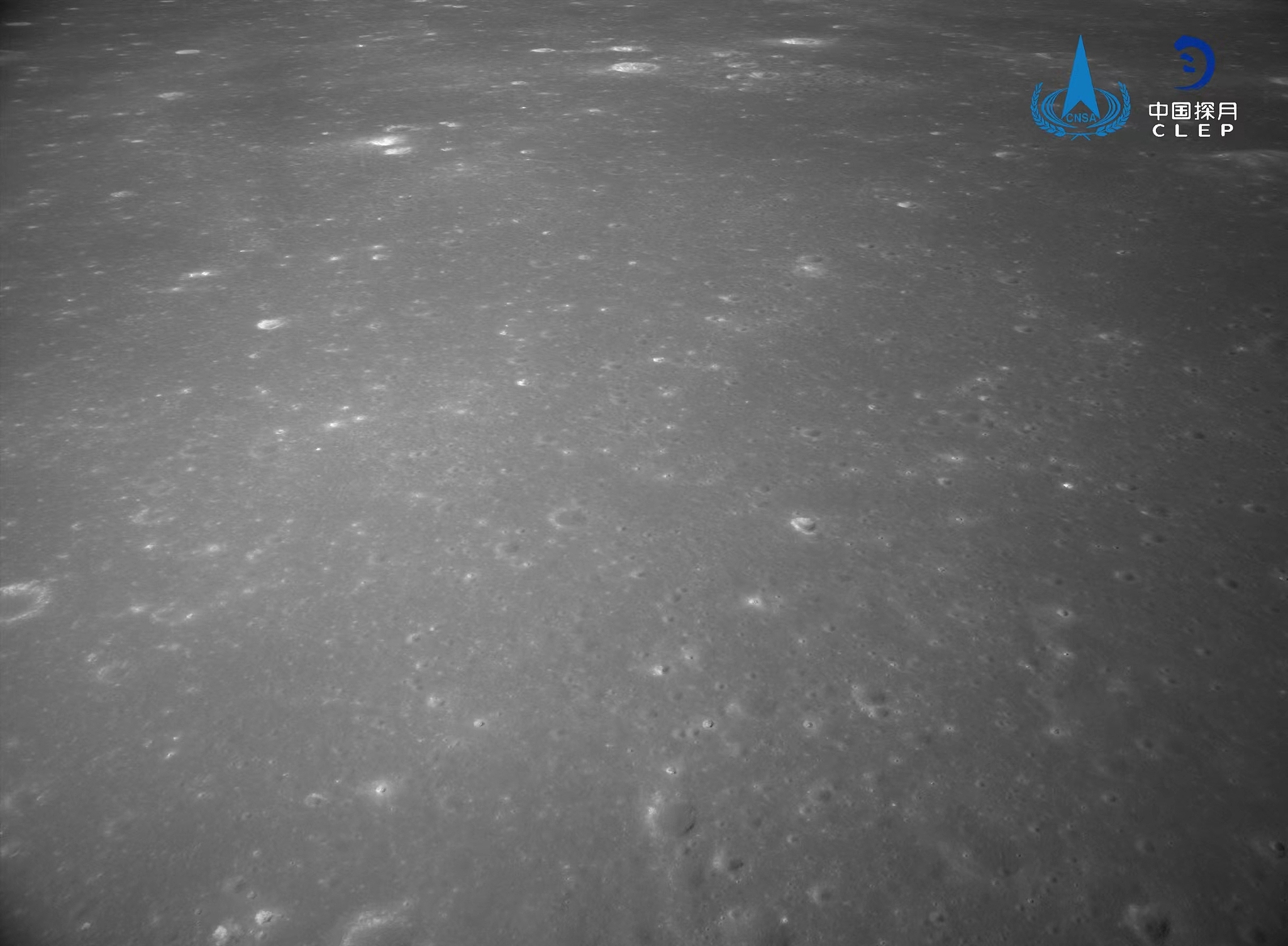 The CNSA released an image in June 2024 showing the surface of the moon captured by China's Chang'e-6 lunar probe as it landed on the moon. /CNSA via CFP