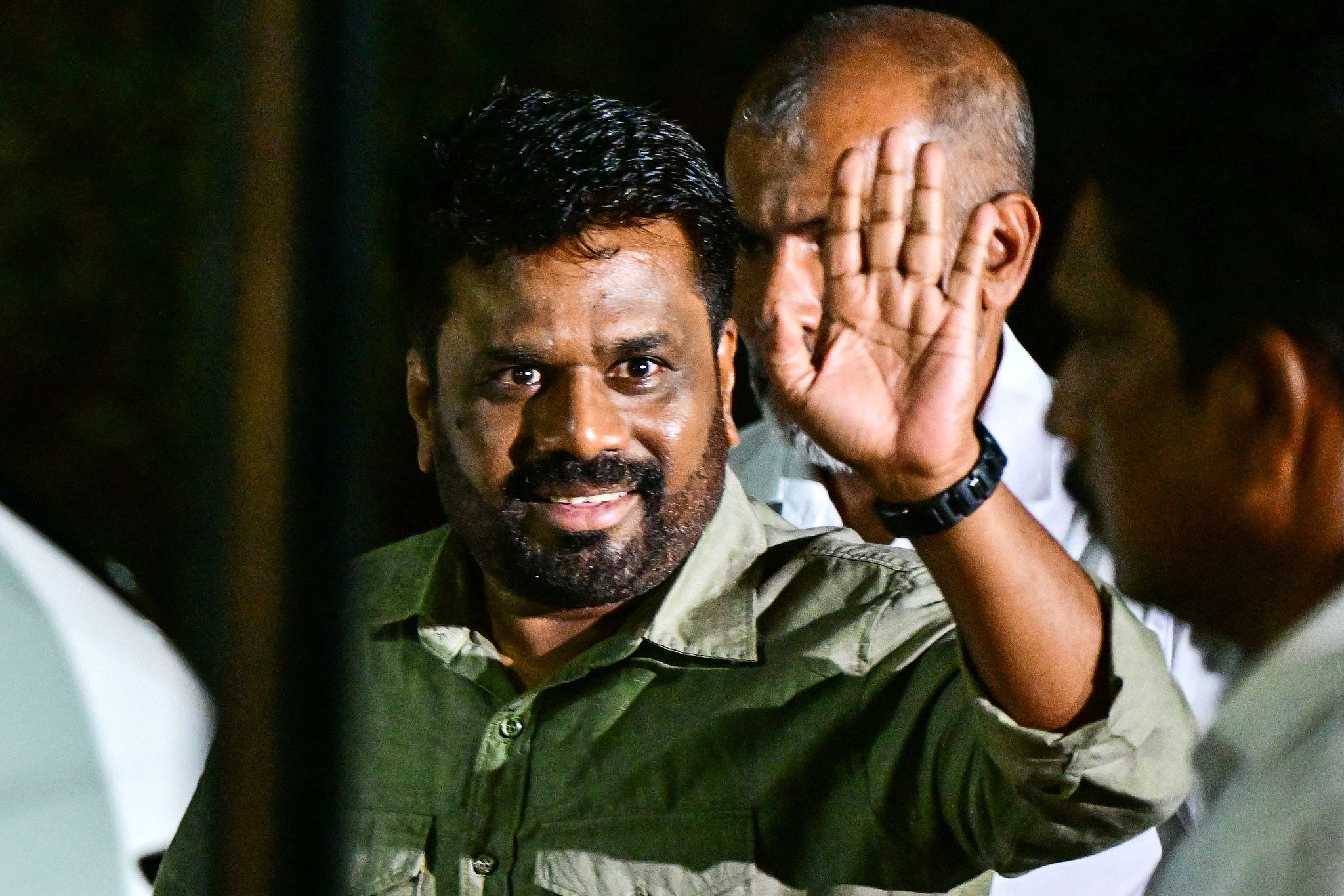 Anura Kumara Dissanayake arrives at the Election Commission office in Colombo after his victory in Sri Lanka's presidential election, September 22, 2024. /CFP