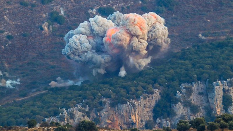 Smoke billows from the site of an Israeli airstrike in Marjayoun, near the Lebanon-Israel border, September 23, 2024. /CFP