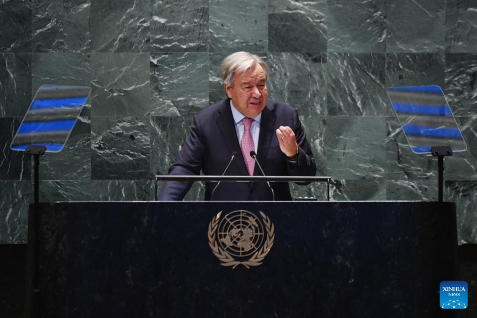 UN Secretary General Antonio Guterres speaks at the Summit of the Future at the UN headquarters in New York, September 22, 2024. /Xinhua