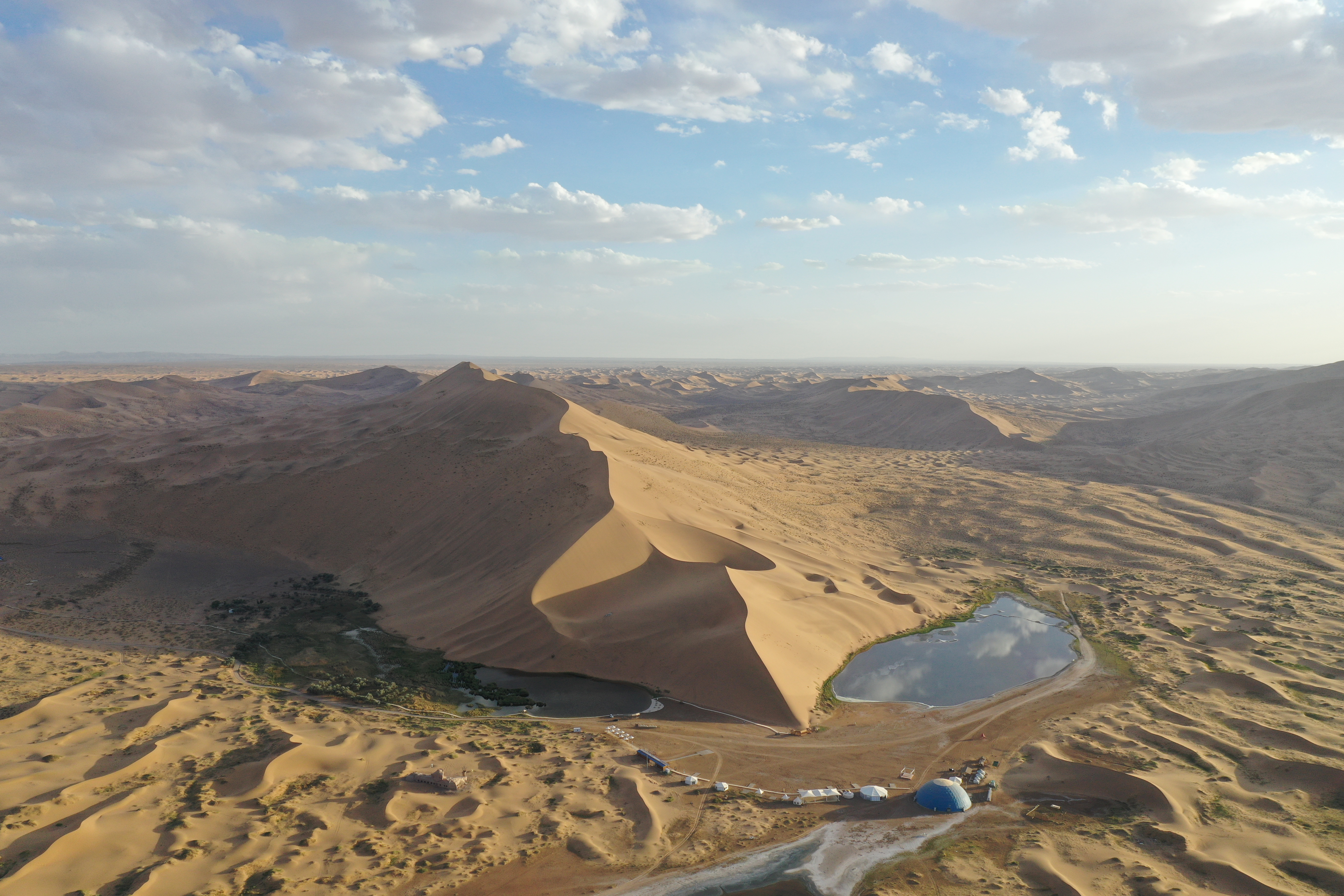 An aerial view of the Badain Jaran Desert in Alxa Right Banner, north China's Inner Mongolia Autonomous Region. /Photo provided to CGTN