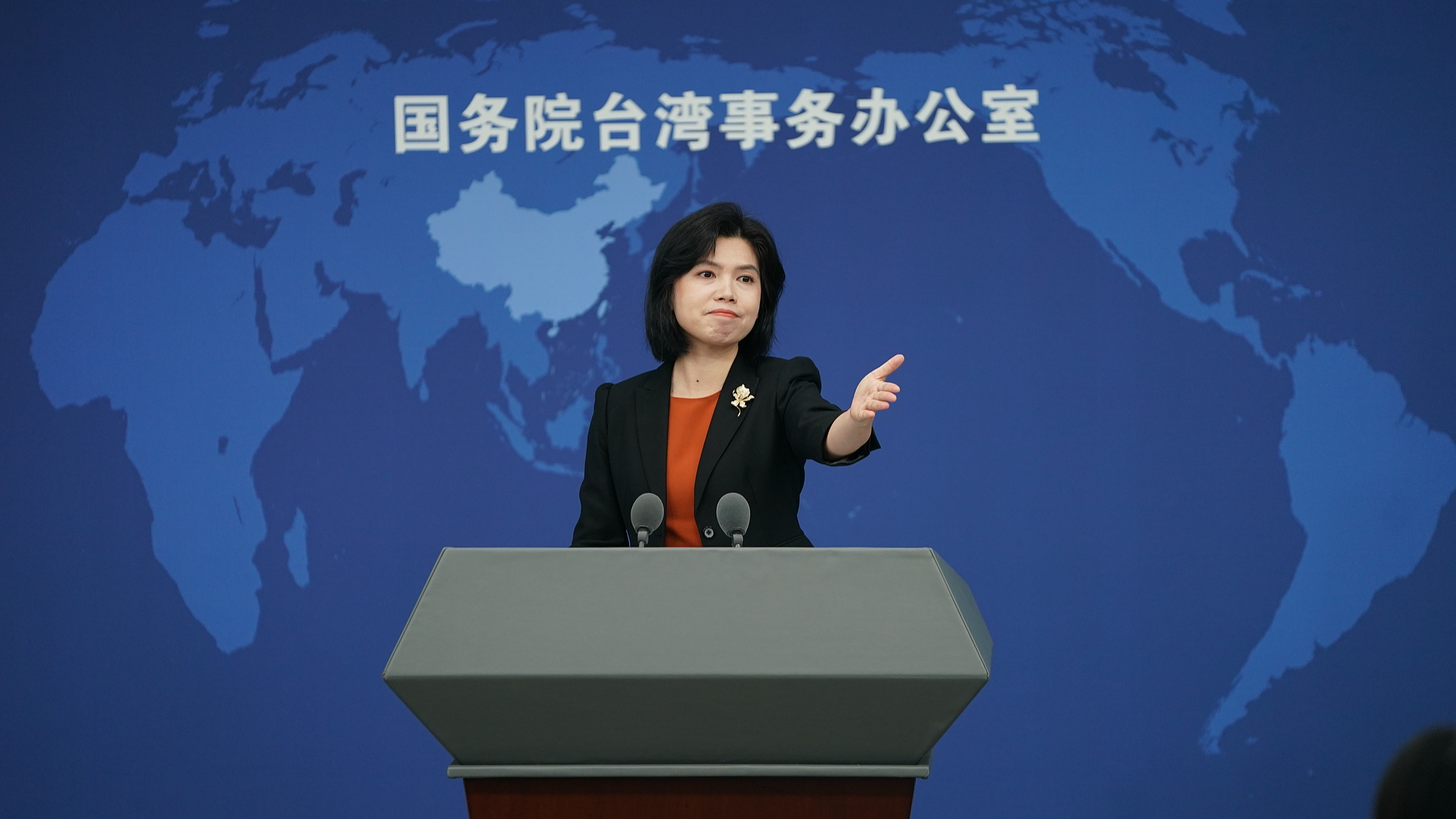 Zhu Fenglian, a spokesperson for the Taiwan Affairs Office of the State Council, speaks at a press conference in Beijing, July 24, 2024. /CFP