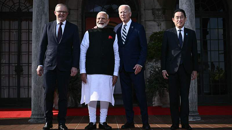 Presiden AS Joe Biden (kedua dari kanan) berpartisipasi dalam foto keluarga KTT Quadrilateral bersama Perdana Menteri Australia Anthony Albanese (kiri), Perdana Menteri India Narendra Modi (kedua dari kiri), dan Perdana Menteri Jepang Fumio Kishida (kanan) di Archmere Academy di Wilmington, Delaware, 21 September 2024. /CFP