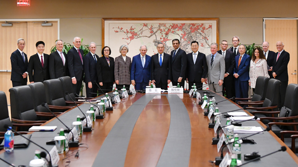 Chinese Foreign Minister Wang Yi, also member of the Political Bureau of the CPC Central Committee, meets with U.S. representatives from the National Committee on U.S.-China Relations, the U.S.-China Business Council, the U.S. Chamber of Commerce, the Aspen Institute, the Asia Society, and the Council on Foreign Relations on the sidelines of the UN General Assembly in New York, U.S., September 25, 2024. /Chinese Foreign Ministry