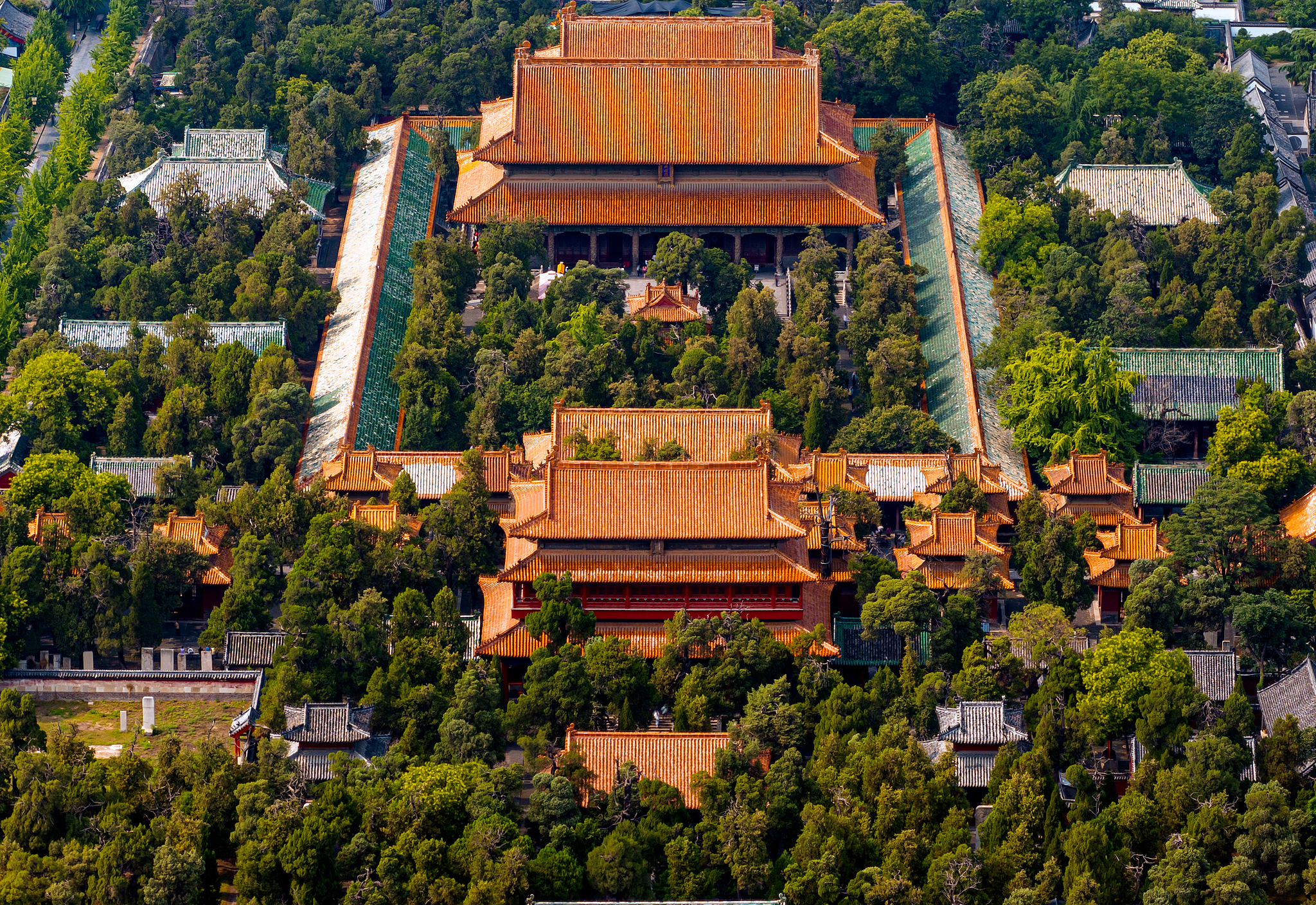 A bird's-eye view of the Temple of Confucius in Qufu, Shandong Province is seen in this photo taken on July 4, 2024. /CFP