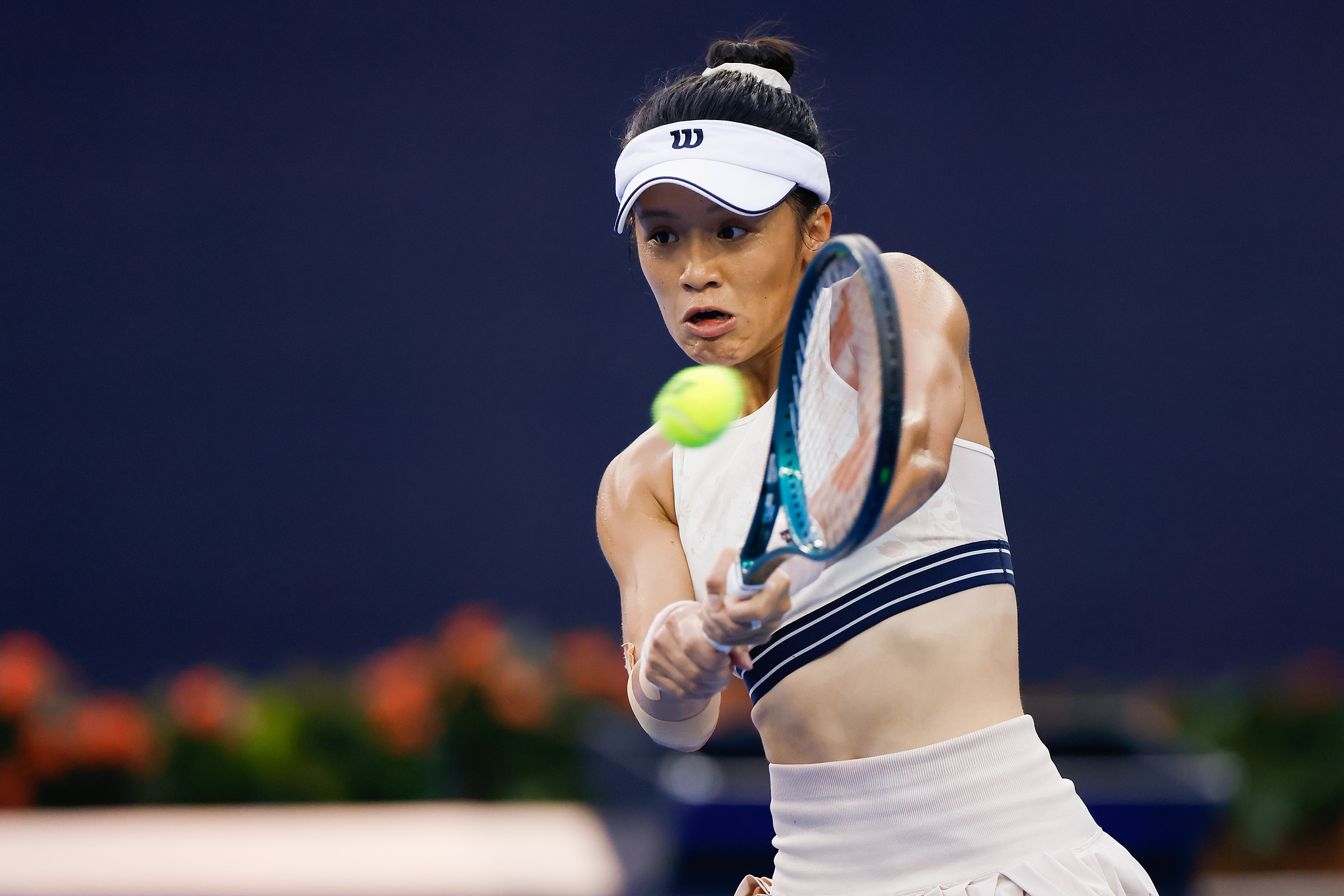 Wei Sijia of China competes in the women's singles first-round match against Elena-Gabriela Ruse of Romania at the China Open in Beijing, September 26, 2024. /CFP