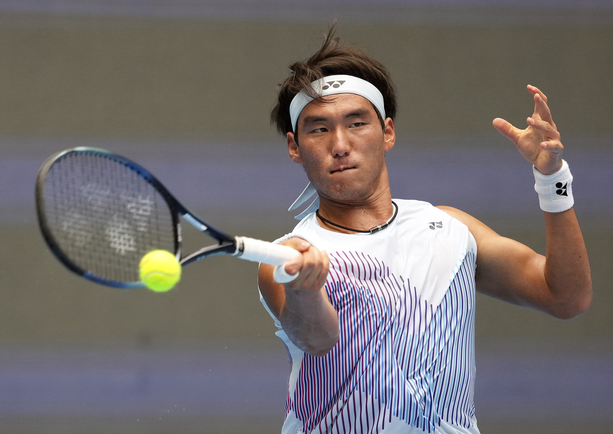 Buyunchaokete of China competes in the men's singles first-round match against Shang Juncheng of China at the China Open in Beijing, September 27, 2024. /CFP