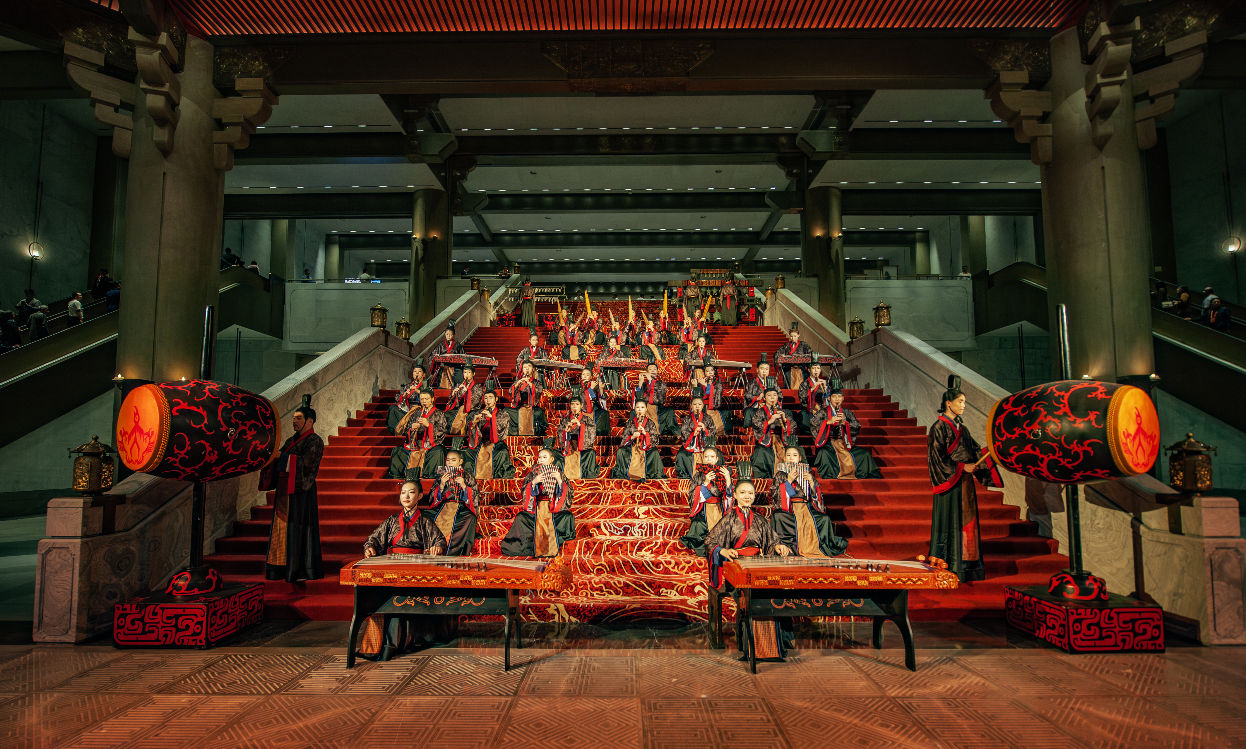 Musicians play traditional Chinese instruments at Nishan Sacred Land in Qufu, Shandong Province, where the opening ceremony of the 2024 China International Confucius Cultural Festival was held on September 27, 2024. /Photo provided to CGTN