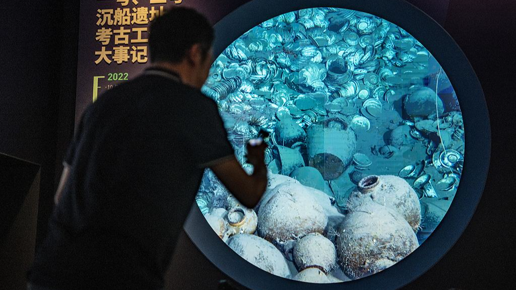 A visitor is seen at an exhibition of deep-sea artifacts in Qionghai, Hainan Province on September 27, 2024. /CFP