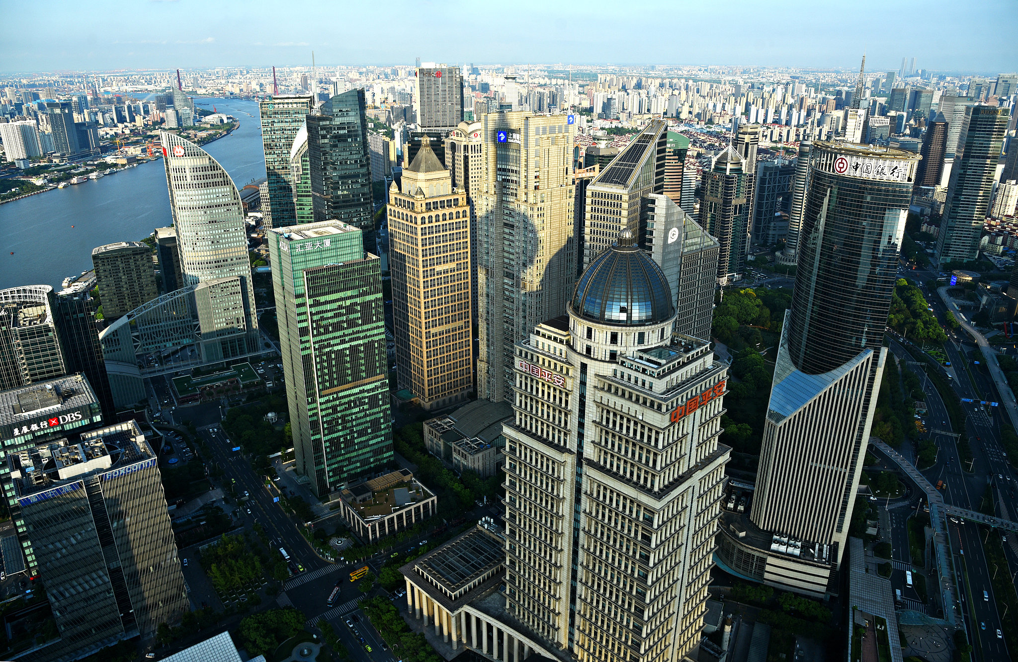 Pemandangan udara gedung pencakar langit Lujiazui, Shanghai, 5 September 2024. /CFP