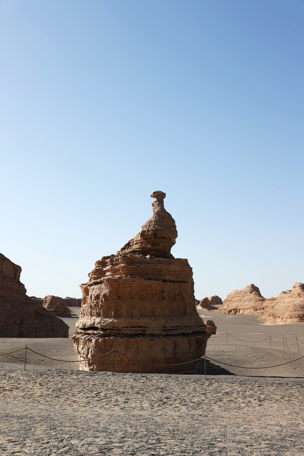 A wind-eroded rock forms the shape of a peacock at Dunhuang Yardang National Geopark in Gansu Province. /CGTN