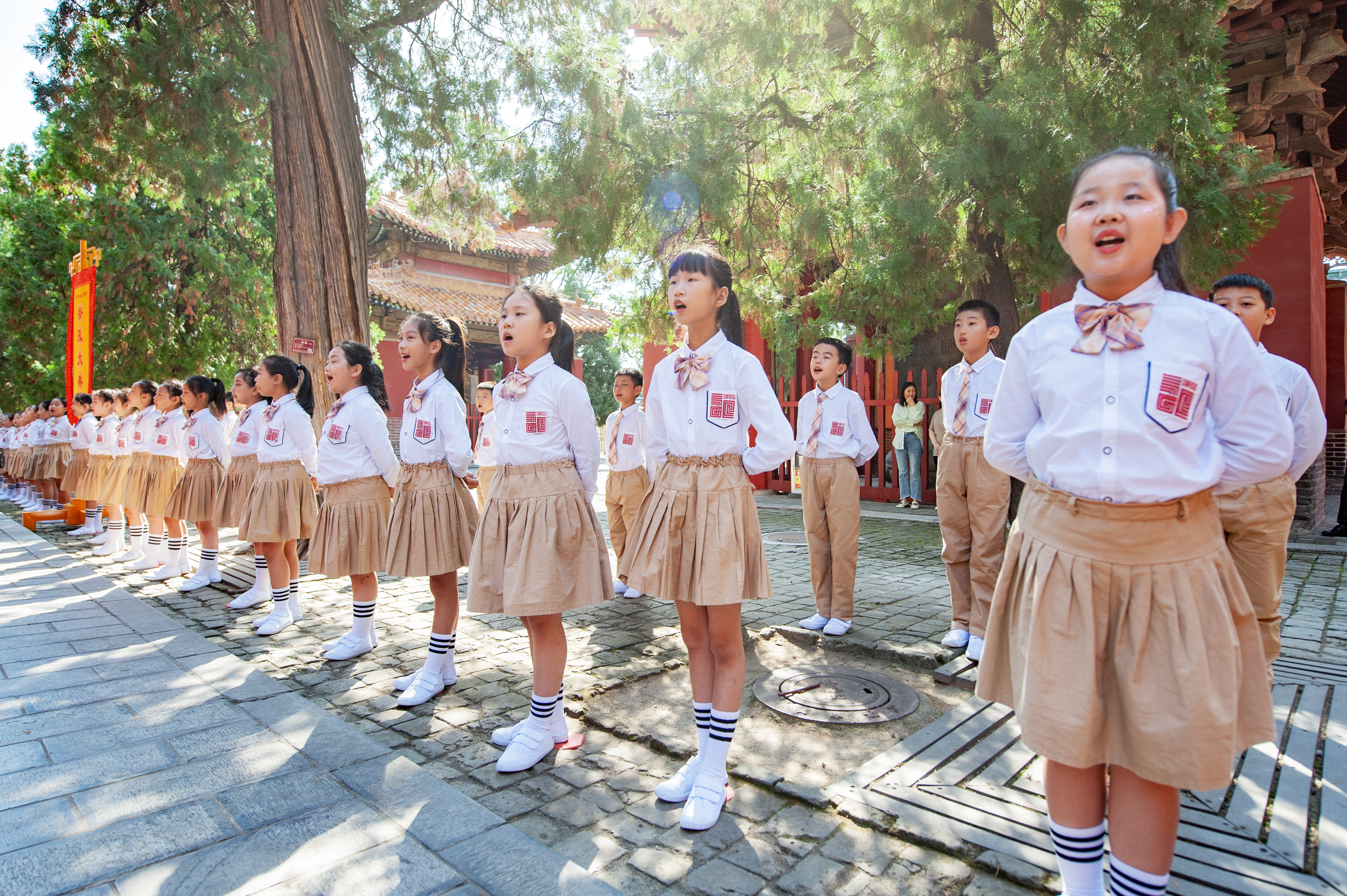 Children joining the 2024 Grand Ceremony of Worship of Confucius are pictured in Qufu, Shandong Province on September 28, 2024. /Photo provided to CGTN