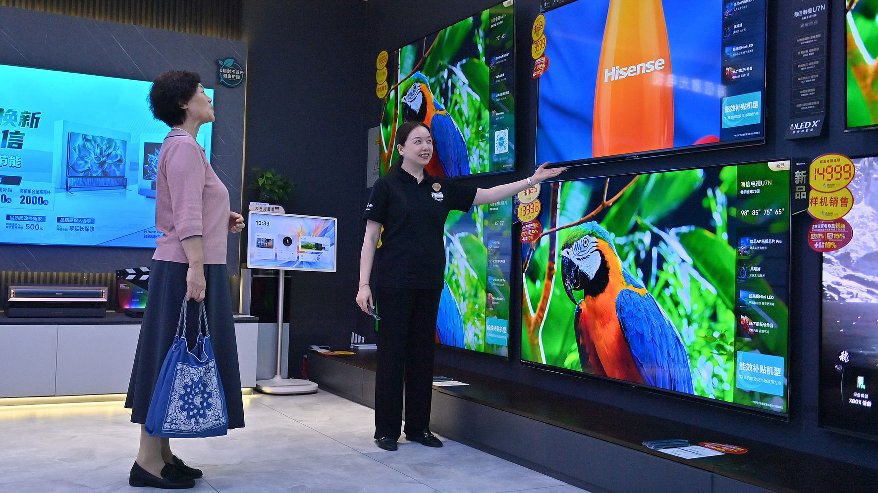 A buyer shopping at a television store in Changchun, northeast China's Jilin Province, September 11, 2024. /CFP