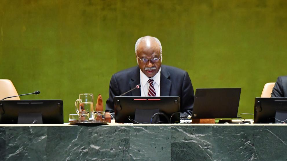 UNGA President Philemon Yang delivers concluding remarks during the General Debate of the 79th session of the United Nations General Assembly at the UN headquarters in New York, September 30, 2024. /Xinhua