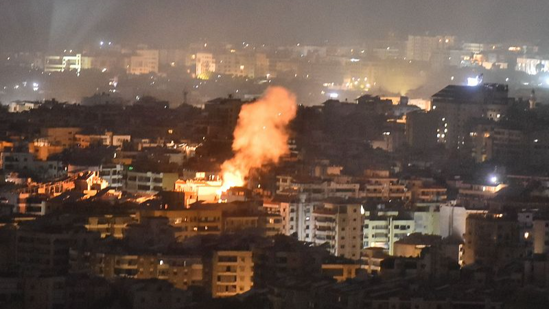 Smoke rises from the site of an Israeli air strike that targeted a neighborhood in Beirut's southern suburb early, October 1, 2024. /CFP