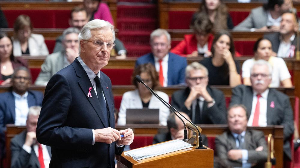 French Prime Minister Michel Bernier delivers a speech in the National Assembly in Paris, France, October 1, 2024. /Xinhua