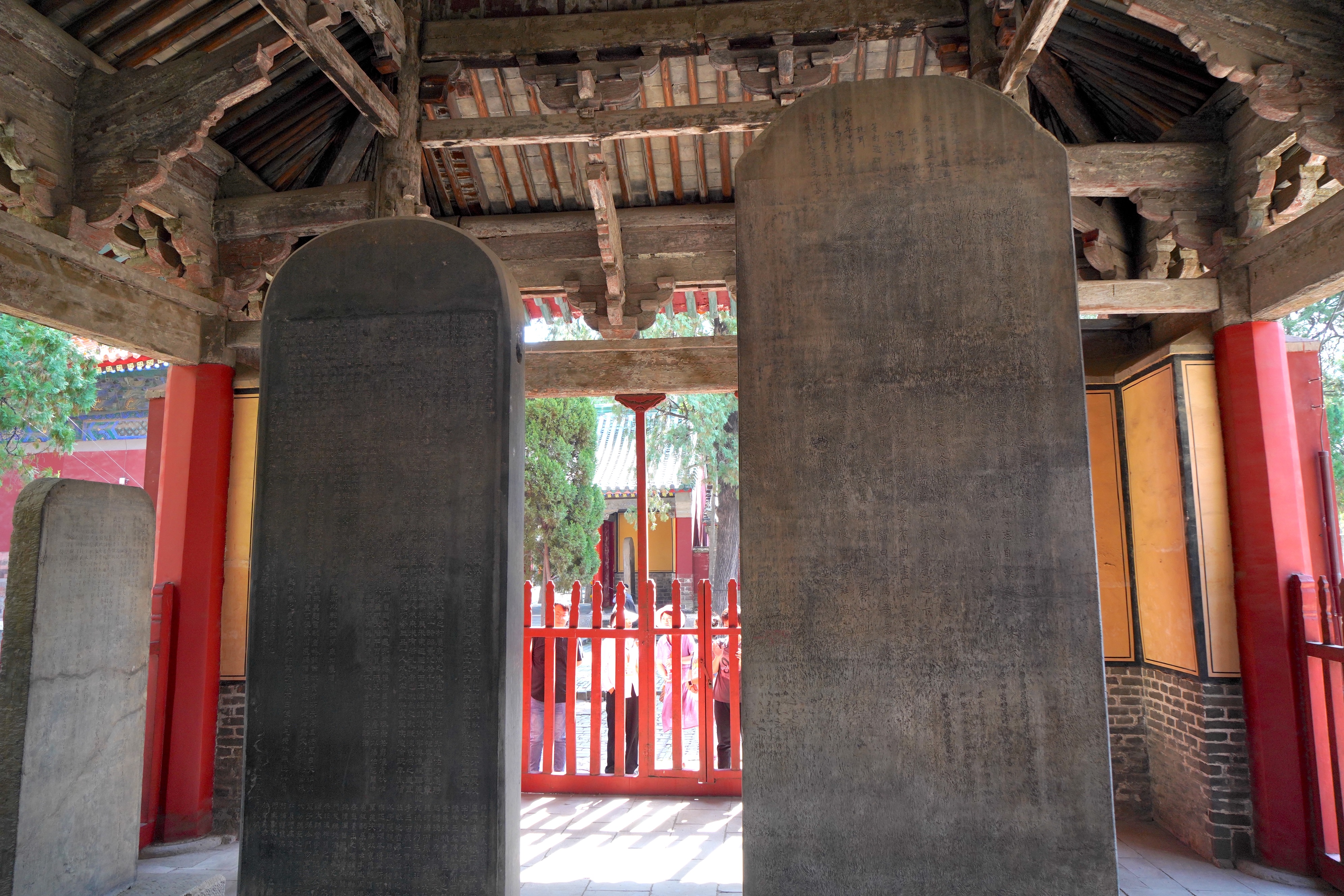 Stone steles housed in a pavilion are seen at the Temple of Confucius in Qufu, Shandong Province. /CGTN