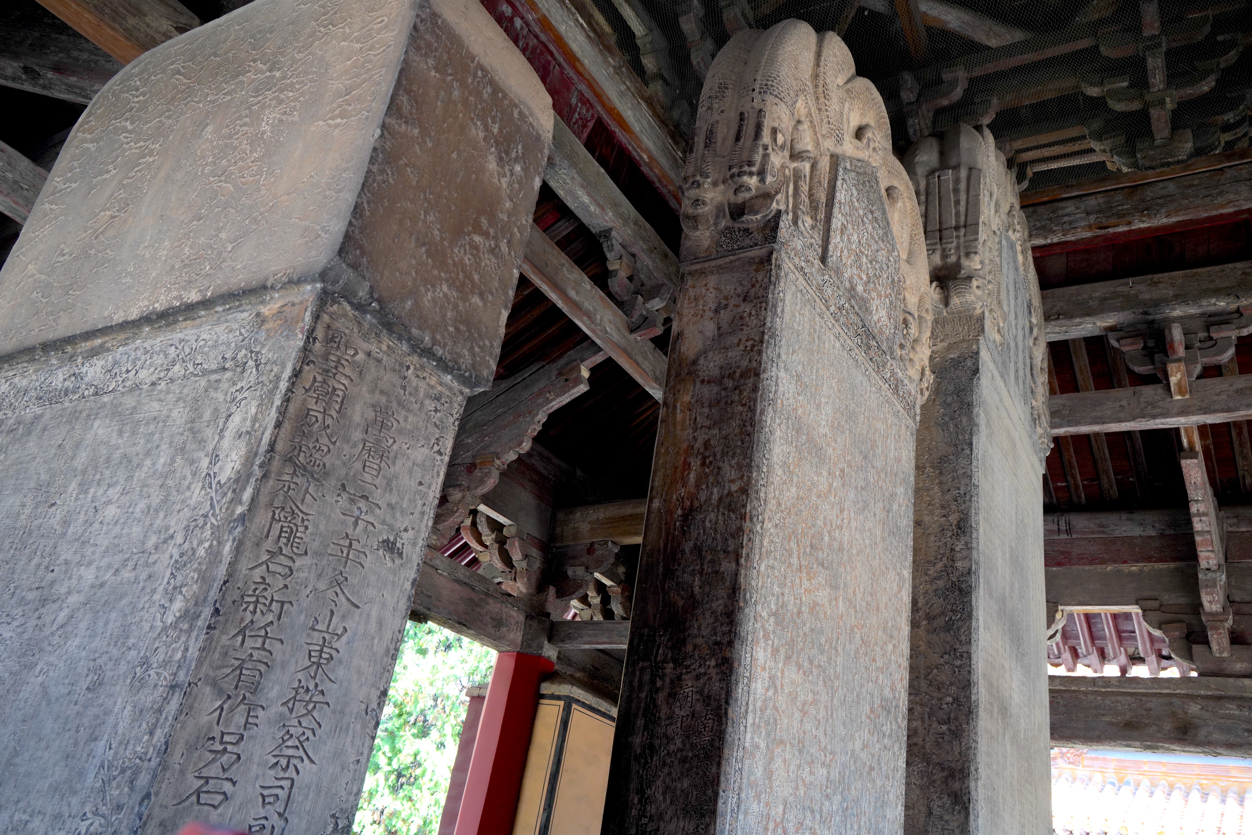 Stone steles housed in a pavilion are seen at the Temple of Confucius in Qufu, Shandong Province. /CGTN