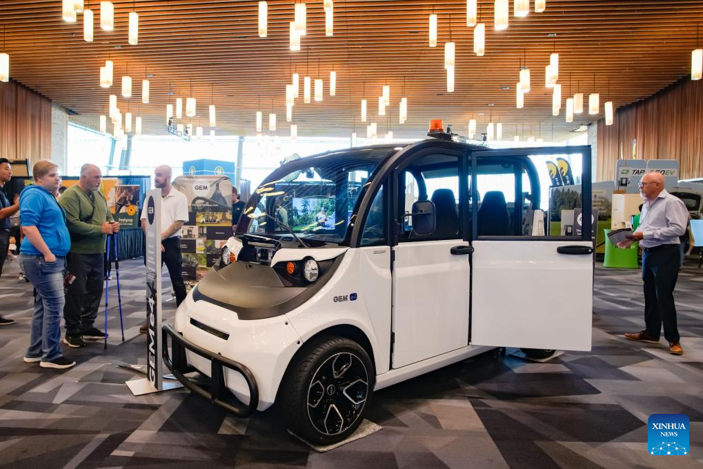 A GEM e4 small electric vehicle is on display during the Everything Electric Canada Show in Vancouver, British Columbia, Canada, September 6, 2024. /Xinhua