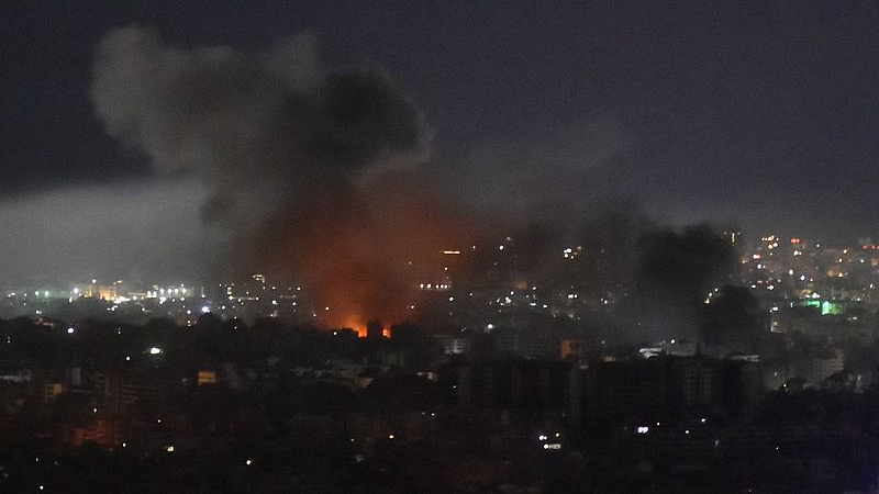 Smoke rises from the site of an Israeli air strike that targeted a neighborhood in Beirut's southern suburbs, Lebanon, October 3, 2024. /CFP