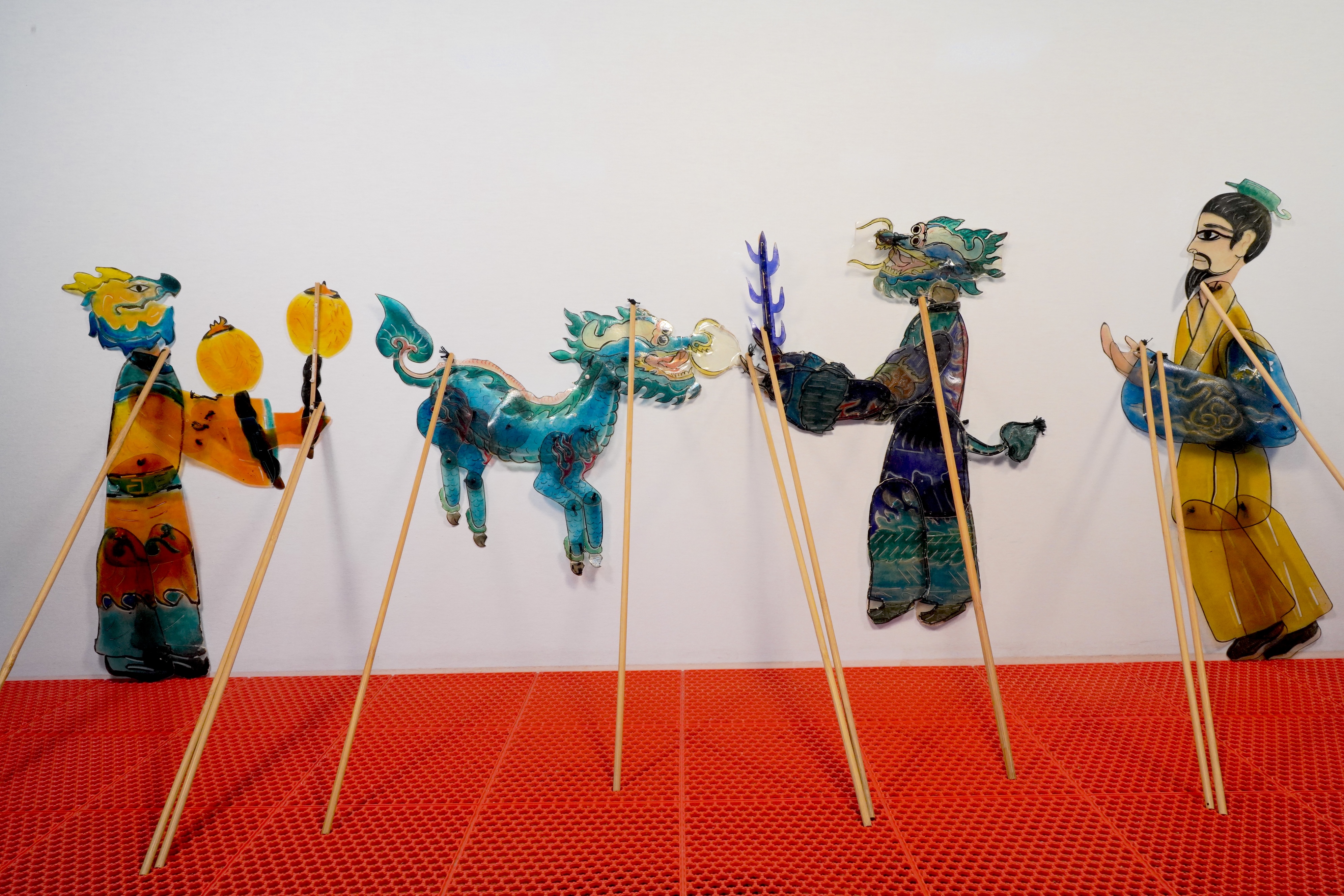 Shadow puppets made from donkey hide are pictured at the Kong Family Mansion in Qufu, Shandong Province. /CGTN