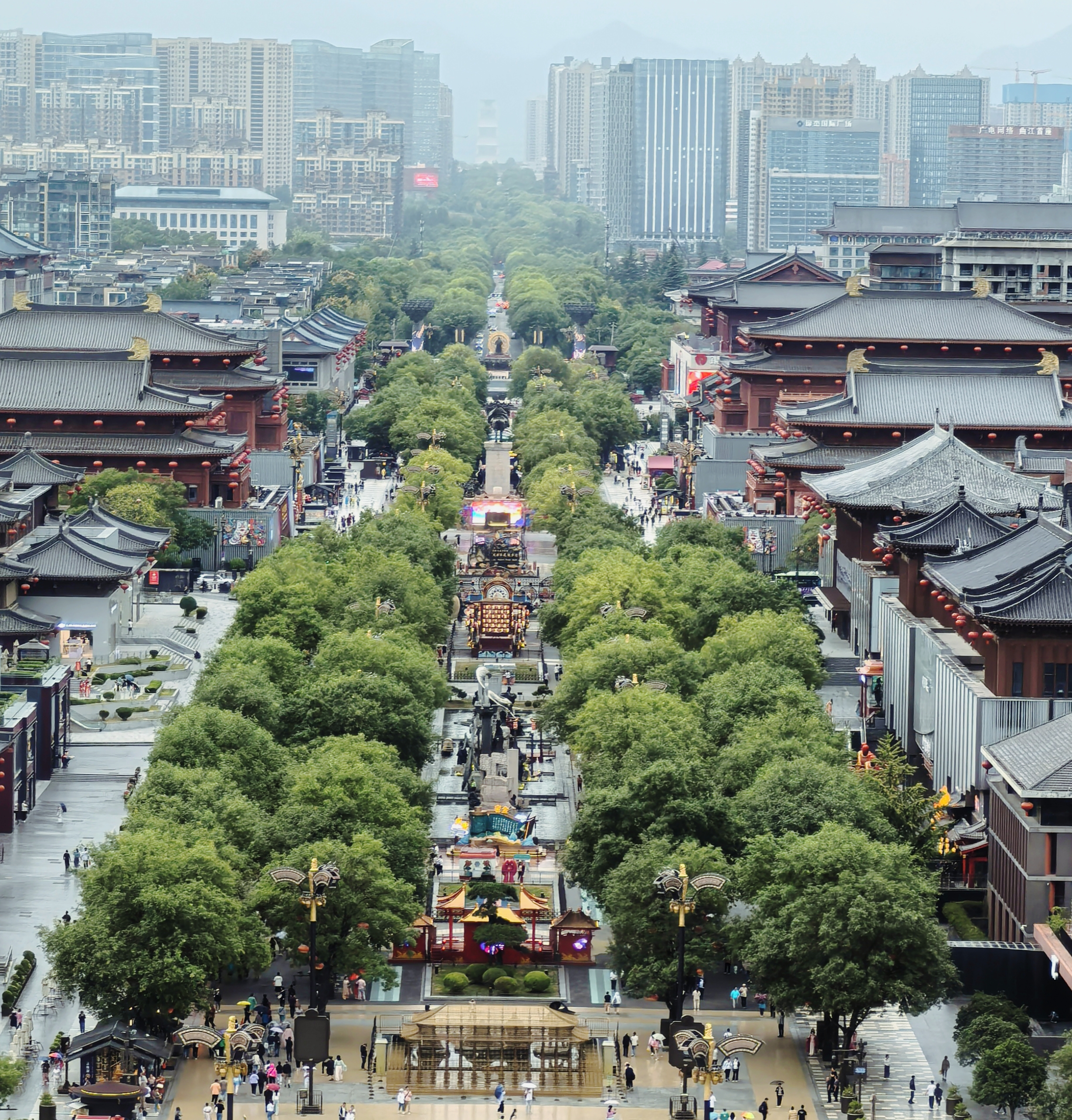 A panoramic view of the city of Xi'an taken from the top of the Great Wild Goose Pagoda /CGTN