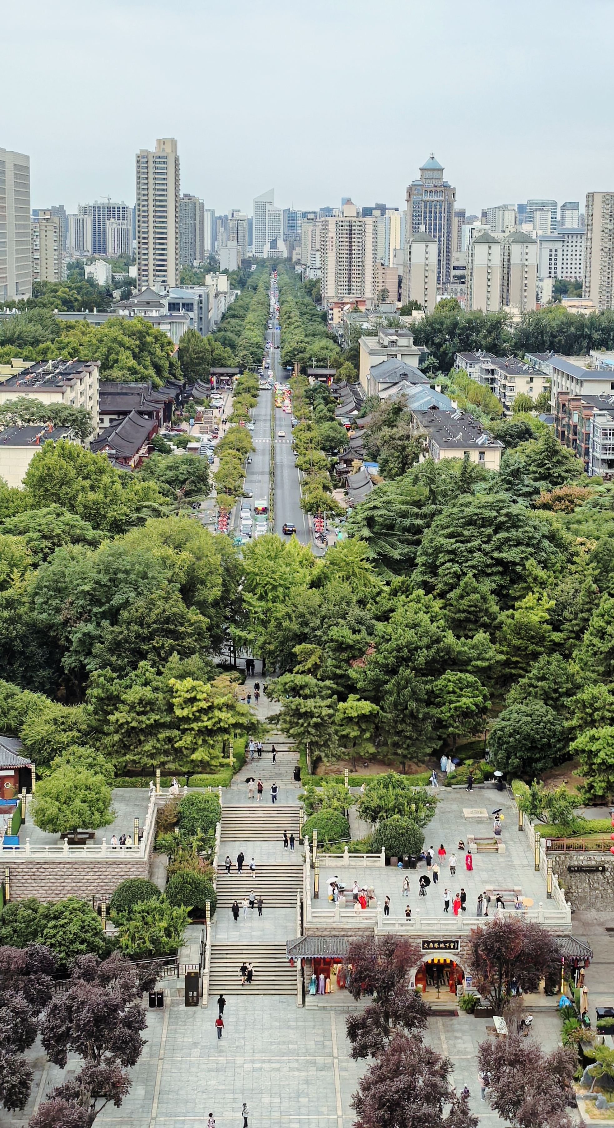 A panoramic view of the city of Xi'an taken from the top of the Great Wild Goose Pagoda /CGTN