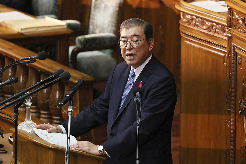 Japan's Prime Minister Shigeru Ishiba makes his first policy speech at a plenary session of the House of Representatives in Tokyo, Japan, October 4, 2024. /CFP